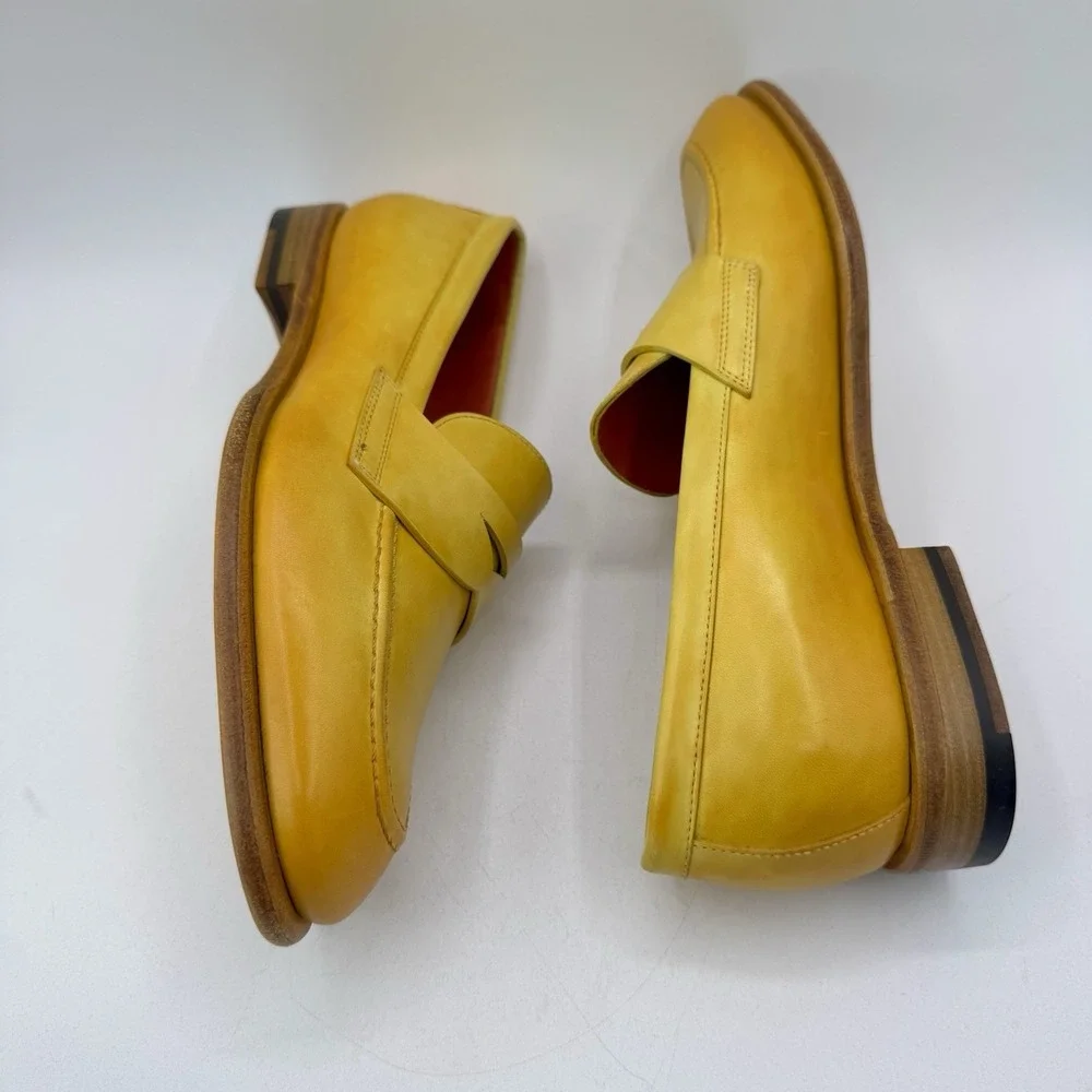 Santoni Famed Penny Loafers Women's Size 8 EU 38 Yellow‎ Ombre Italian Leather
